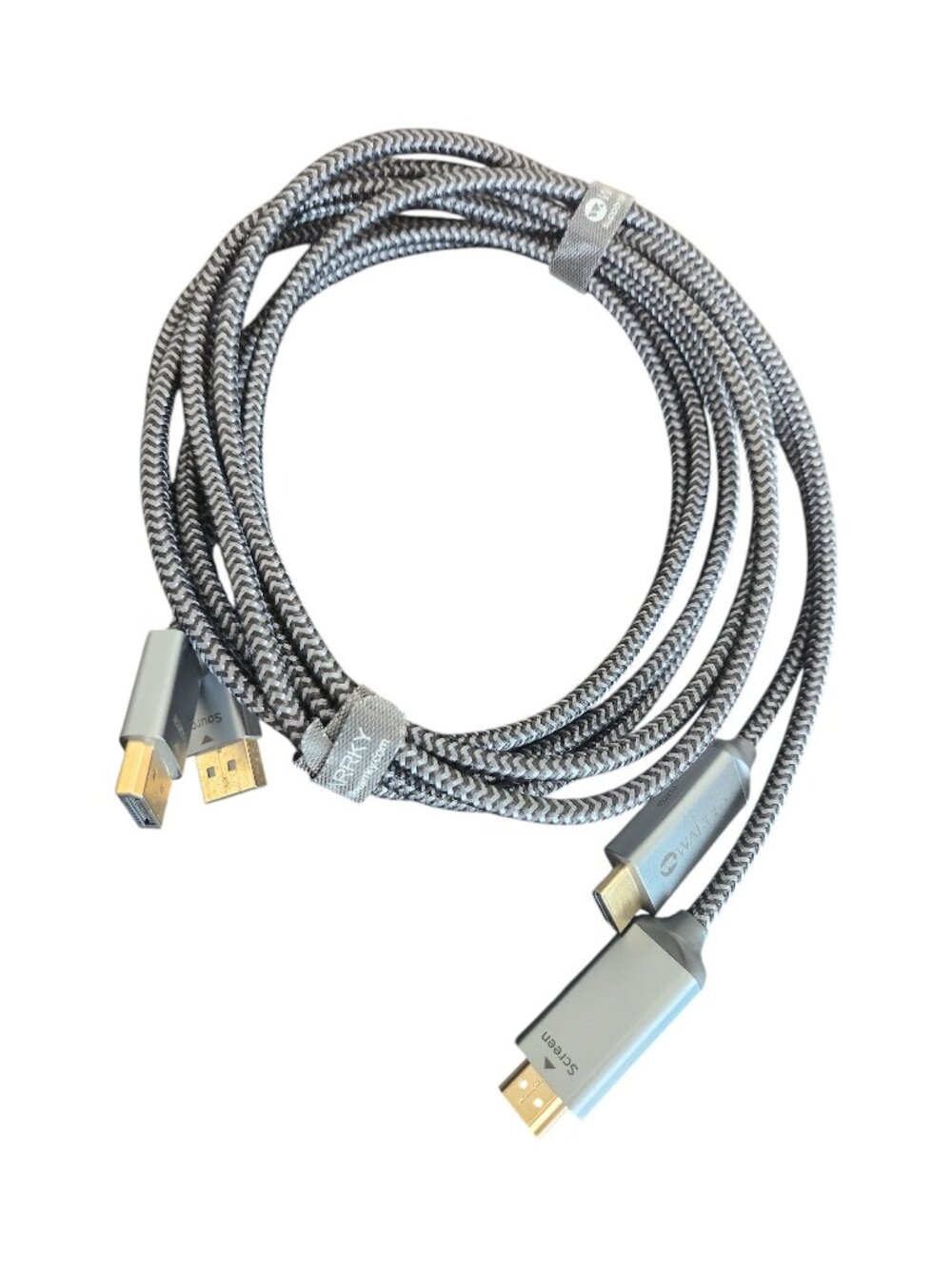 Bundle - WAYRRY 6 Feet Braided Nylon HDMI Male to Display port Male Cable Black